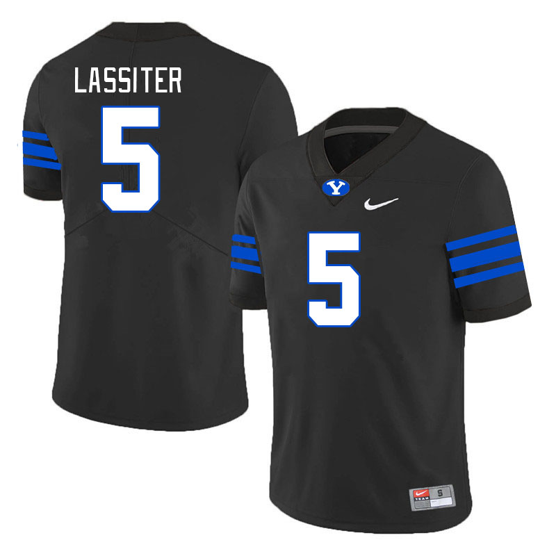 Men #5 Darius Lassiter BYU Cougars College Football Jerseys Stitched Sale-Black